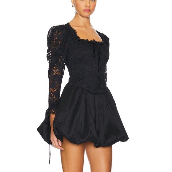 NWT FOR LOVE AND LEMONS WAVERLY BLACK LACE MINI DRESS SIZE L - Picture 1 of 9
